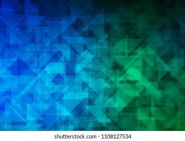 Dark Blue, Green vector polygonal polygonal. Triangular geometric sample with gradient.  The textured pattern can be used for background.