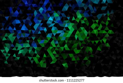 Dark Blue, Green vector polygonal pattern. Triangular geometric sample with gradient.  The completely new template can be used for your brand book.