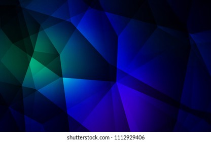 Dark Blue, Green vector polygonal template. Glitter abstract illustration with an elegant triangles. Polygonal design for your web site.