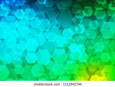 Dark Blue, Green vector polygonal background. Geometric illustration in Origami style with gradient.  hexagonal pattern for your business design.