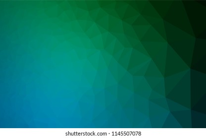 Dark Blue, Green vector polygonal template. Brand new colored illustration in blurry style with gradient. The best triangular design for your business.