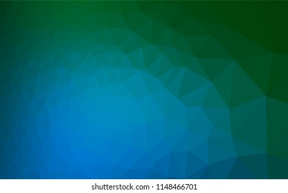 Dark Blue, Green vector polygonal template. Shining illustration, which consist of triangles. Brand new design for your business.