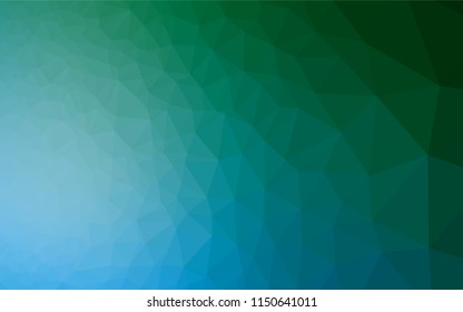 Dark Blue, Green vector polygonal background. Shining colored illustration in a Brand new style. The best triangular design for your business.