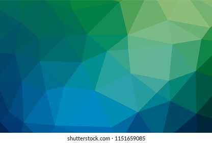 Dark Blue, Green vector polygonal pattern. Geometric illustration in Origami style with gradient.  The best triangular design for your business.