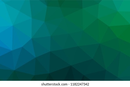 Dark Blue, Green vector polygonal template. Triangular geometric sample with gradient.  A new texture for your design.