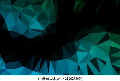 Dark Blue, Green vector polygonal background. Modern geometrical abstract illustration with gradient. The best triangular design for your business.