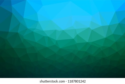 Dark Blue, Green vector polygonal pattern. Geometric illustration in Origami style with gradient.  The template can be used as a background for cell phones.
