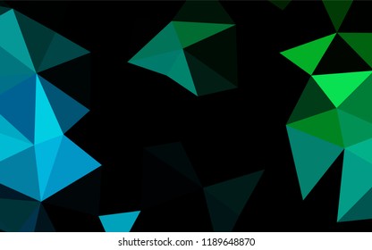 Dark Blue, Green vector polygonal background. Shining illustration, which consist of triangles. A completely new design for your business.
