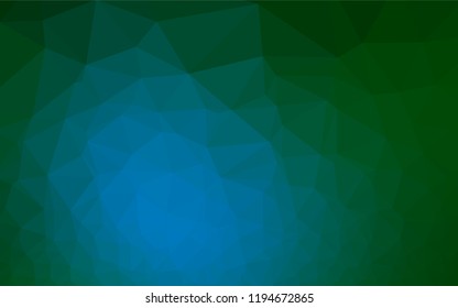 Dark Blue, Green vector polygonal template. Glitter abstract illustration with an elegant design. The textured pattern can be used for background.