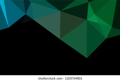 Dark Blue, Green vector polygonal pattern. A vague abstract illustration with gradient. The template can be used as a background for cell phones.