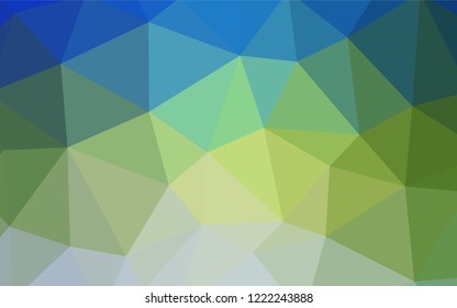 Dark Blue, Green vector polygonal pattern. Triangular geometric sample with gradient.  Textured pattern for your backgrounds.