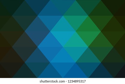 Dark Blue, Green vector polygonal illustration, which consist of triangles. Triangular pattern for your business design. Geometric background in Origami style with gradient. 