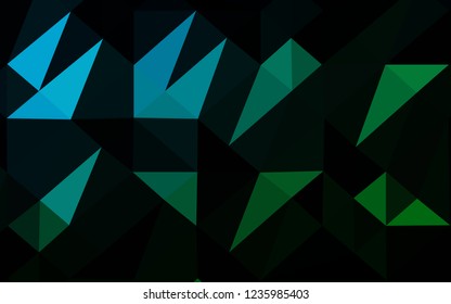 Dark Blue, Green vector polygonal background. A sample with polygonal shapes. Template for your brand book.