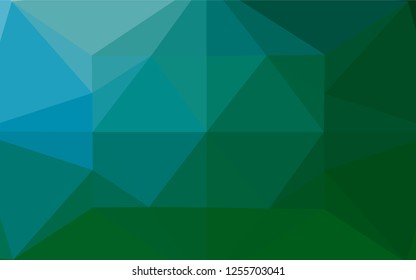 Dark Blue, Green vector polygonal pattern. Geometric illustration in Origami style with gradient.  The template can be used as a background for cell phones.
