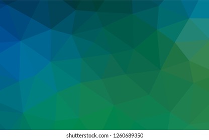 Dark Blue, Green vector polygonal pattern. A sample with polygonal shapes. The best triangular design for your business.