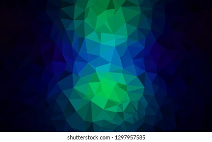 Dark Blue, Green vector polygonal pattern. Glitter abstract illustration with an elegant triangles. Textured pattern for your backgrounds.