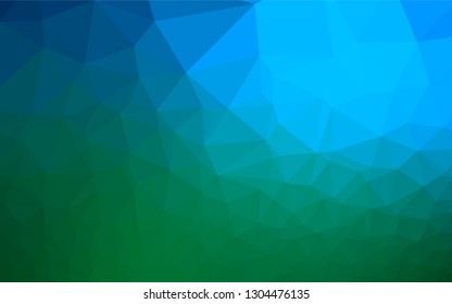 Dark Blue, Green vector polygonal pattern. Geometric illustration in Origami style with gradient.  The template can be used as a background for cell phones.
