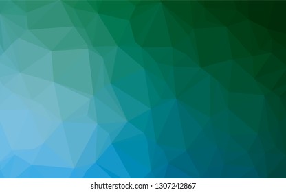 Dark Blue, Green vector polygonal pattern. Glitter abstract illustration with an elegant design. The textured pattern can be used for background.