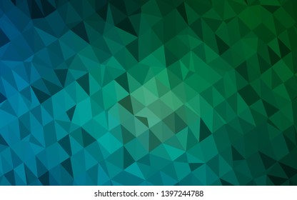Dark Blue, Green vector polygonal pattern. Geometric illustration in Origami style with gradient. Completely new design for your business.
