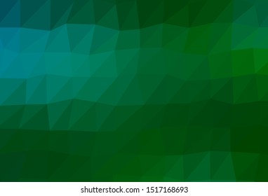 Dark Blue, Green vector polygonal template. Modern geometrical abstract illustration with gradient. Completely new design for your business.