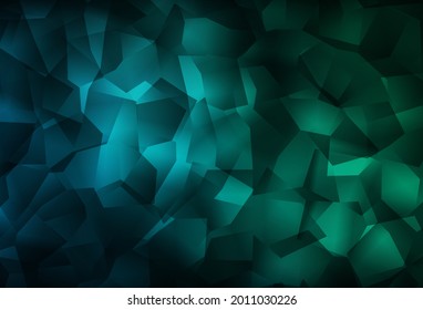 Dark Blue, Green vector polygonal template. Glitter abstract illustration with an elegant triangles. Polygonal design for your web site.