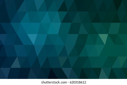 Dark Blue, Green vector polygonal illustration, which consist of triangles. Triangular pattern for your business design. Geometric background in Origami style with gradient. 