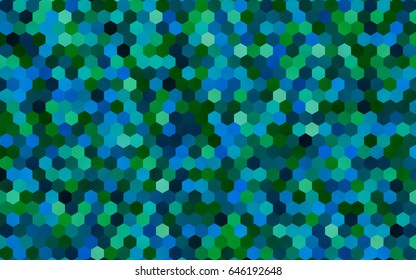 Dark Blue, Green vector polygonal illustration, which consist of hexagons. Hexagonal pattern for your business design. Geometric background in Origami style with gradient. 