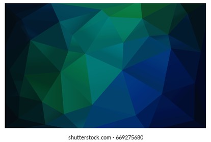 Dark Blue, Green vector polygonal illustration, which consist of triangles. Triangular pattern for your business design. Geometric background in Origami style with gradient. 