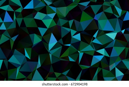 Dark Blue, Green vector polygonal pattern. Creative illustration in halftone style with gradient. Triangular pattern for your business design.