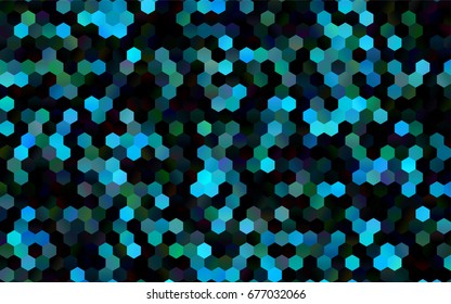 Dark Blue, Green vector polygonal illustration, which consist of hexagons. Hexagonal pattern for your business design. Geometric background in Origami style with gradient. 