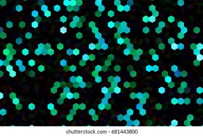 Dark Blue, Green vector polygonal illustration, which consist of hexagons. Hexagonal design for your business. Creative geometric background in Origami style with gradient