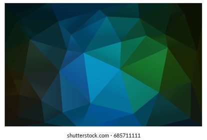 Dark Blue, Green vector polygonal illustration, which consist of triangles. Triangular pattern for your business design. Geometric background in Origami style with gradient. 