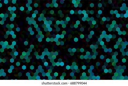Dark Blue, Green vector polygonal illustration, which consist of hexagons. Hexagonal pattern for your business design. Geometric background in Origami style with gradient. 