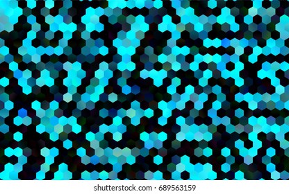 Dark Blue, Green vector polygonal illustration, which consist of hexagons. Hexagonal pattern for your business design. Geometric background in Origami style with gradient. 