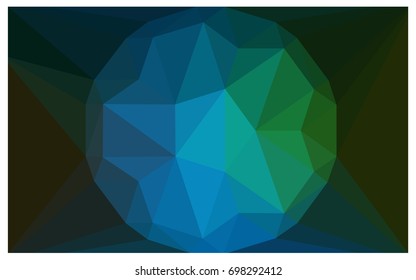 Dark Blue, Green vector polygonal illustration, which consist of triangles with a gemstone in center. Triangular design of a huge diamond for your business. Creative geometric background of gems.