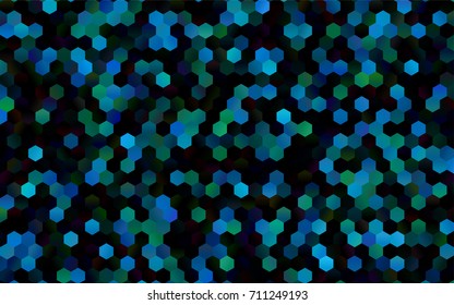 Dark Blue, Green vector polygonal illustration, which consist of hexagons. Hexagonal pattern for your business design. Geometric background in Origami style with gradient. 