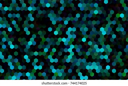 Dark Blue, Green vector polygonal illustration, which consist of hexagons. Hexagonal pattern for your business design. Geometric background in Origami style with gradient. 