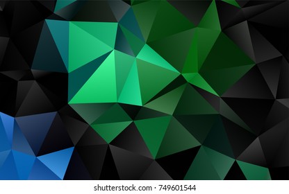 Dark Blue, Green vector polygonal background. Creative illustration in halftone style with gradient. The completely new template can be used for your brand book.