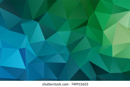 Dark Blue, Green vector polygonal pattern. Shining illustration, which consist of triangles. Brand-new style for your business design.