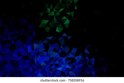 Dark Blue, Green vector polygonal pattern. Triangular geometric sample with gradient.  The template can be used as a background for cell phones.