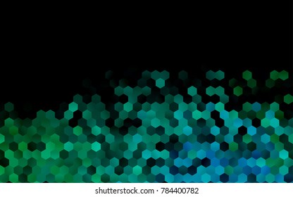 Dark Blue, Green vector polygonal illustration, which consist of hexagons. Hexagonal pattern for your business design. Geometric background in Origami style with gradient. 