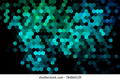 Dark Blue, Green vector polygonal illustration, which consist of hexagons. Hexagonal design for your business. Creative geometric background in Origami style with gradient