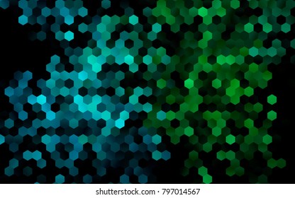 Dark Blue, Green vector polygonal illustration, which consist of hexagons. Hexagonal design for your business. Creative geometric background in Origami style with gradient