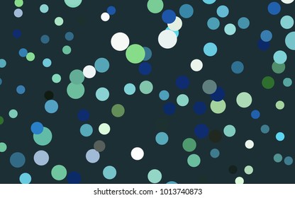 Dark Blue, Green vector red banner with set of circles, dots. Donuts Background. Creative Design Template. Technological halftone illustration.