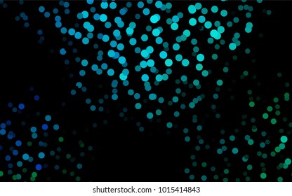 Dark Blue, Green vector red banner with set of circles, dots. Donuts Background. Creative Design Template. Technological halftone illustration.