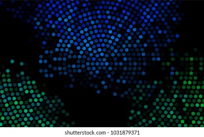 Dark Blue, Green vector red pattern of geometric circles, shapes. Colorful mosaic banner. Geometric background with colored disks.