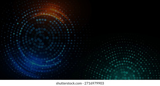 Dunkelblau, grünes, vektorrotes Muster aus geometrischen Kreisen, Formen. Farbiges Mosaik-Banner. Geometrischer Hintergrund mit farbigen Scheiben.