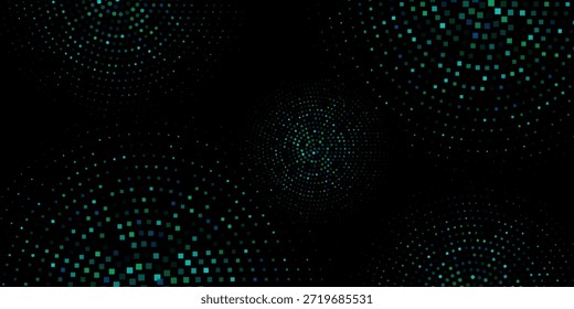 Dunkelblau, grünes, vektorrotes Muster aus geometrischen Kreisen, Formen. Farbiges Mosaik-Banner. Geometrischer Hintergrund mit farbigen Scheiben.