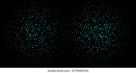 Dunkelblau, grünes, vektorrotes Muster aus geometrischen Kreisen, Formen. Farbiges Mosaik-Banner. Geometrischer Hintergrund mit farbigen Scheiben.