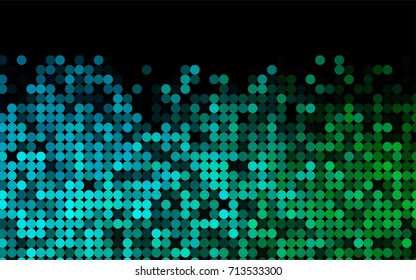 Dark Blue, Green vector red banner with set of circles, dots. Donuts Background. Creative Design Template. Technological halftone illustration.